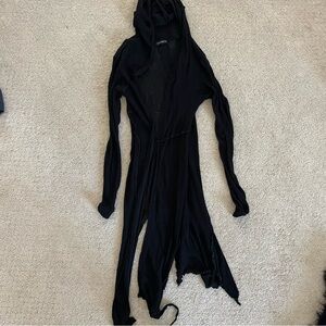 Black Hooded Drape Cardigan designer Dorawyn